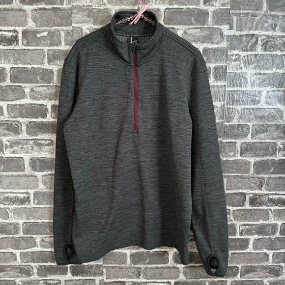 Prana 1/2 zip pullover sweater Gray maroon zipper jacket - Picture 1 of 10